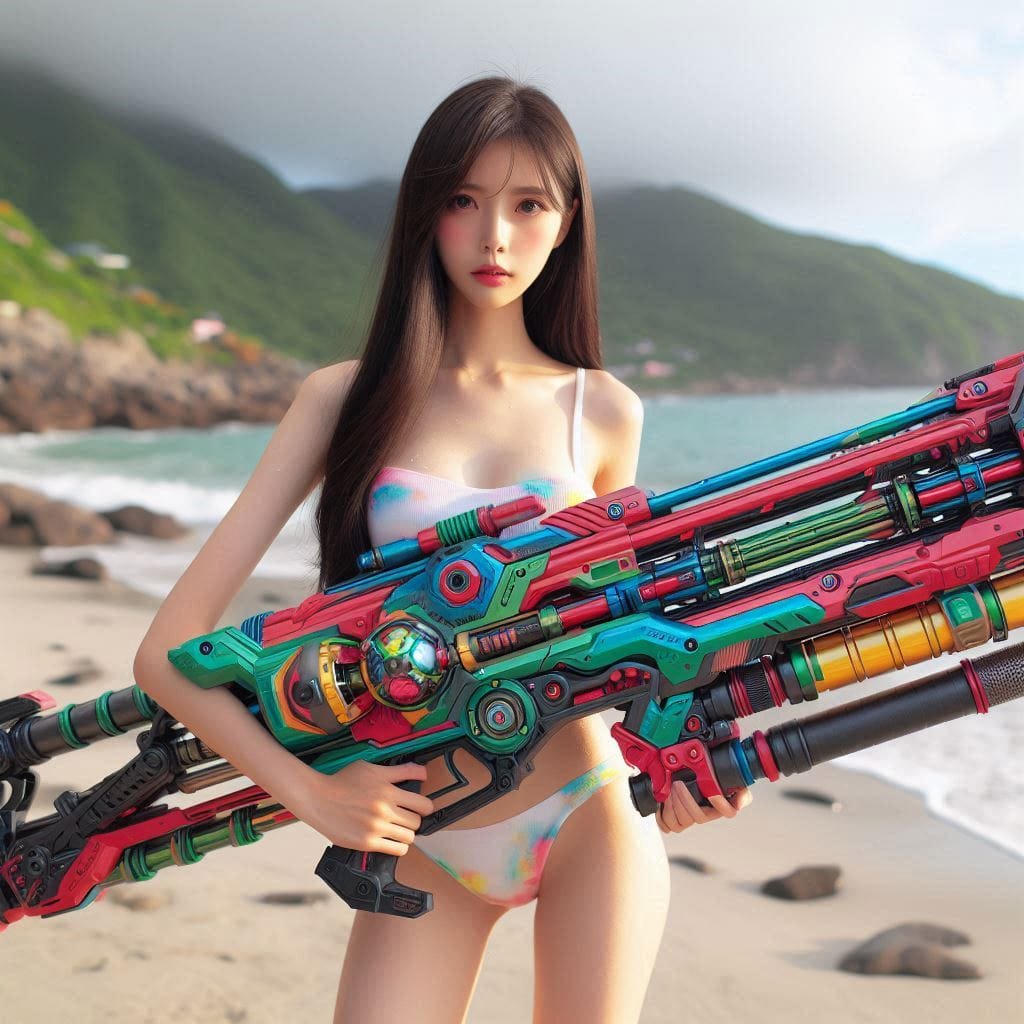 Water battles by the sea