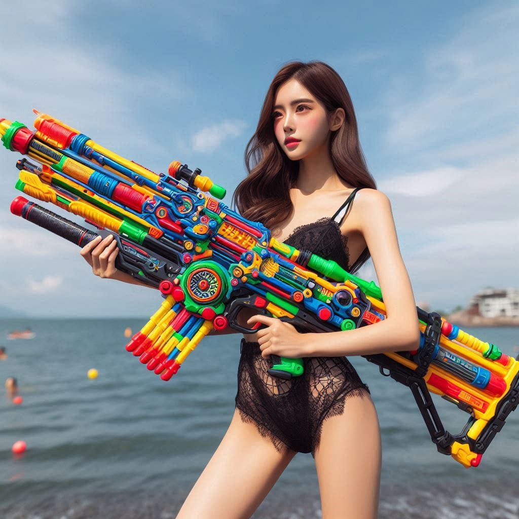 Water battles by the sea