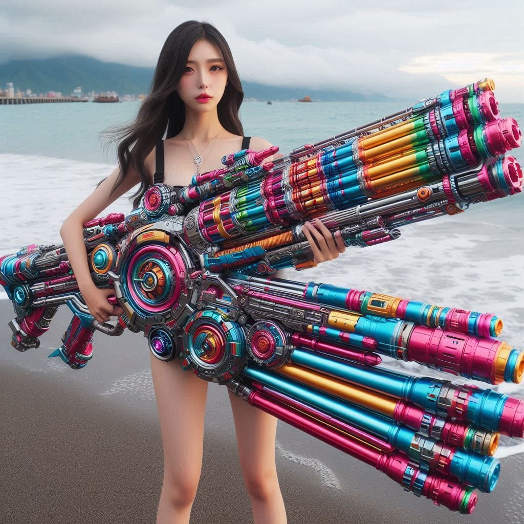 Water battles by the sea
