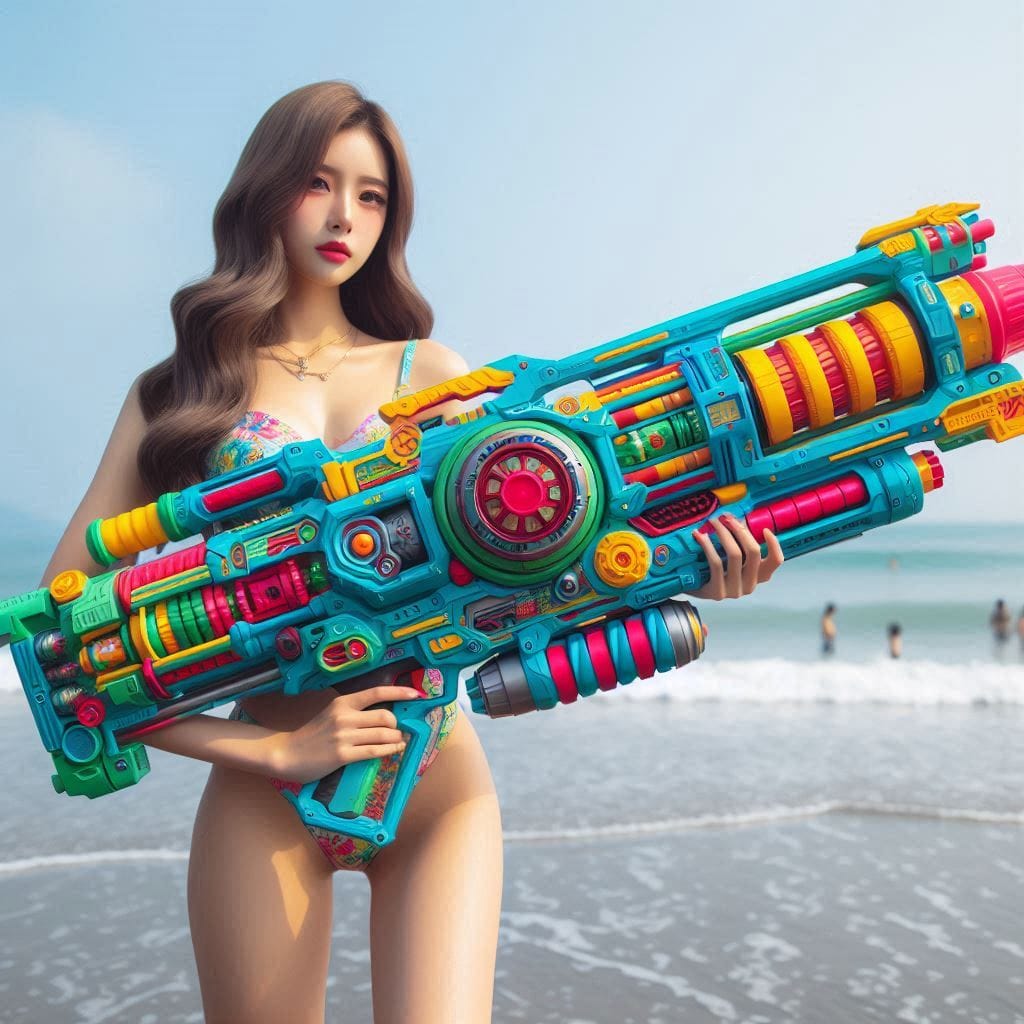 Water battles by the sea
