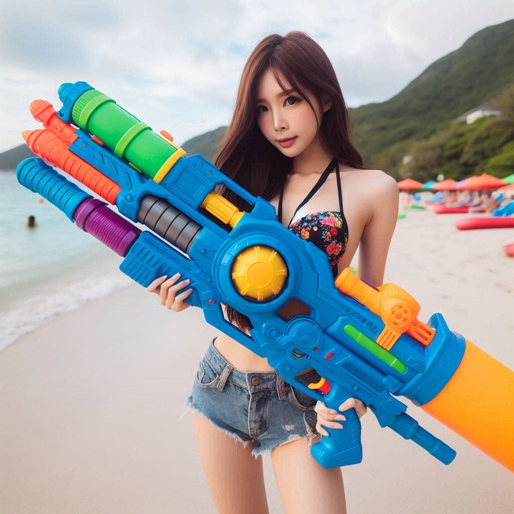 Water battles by the sea
