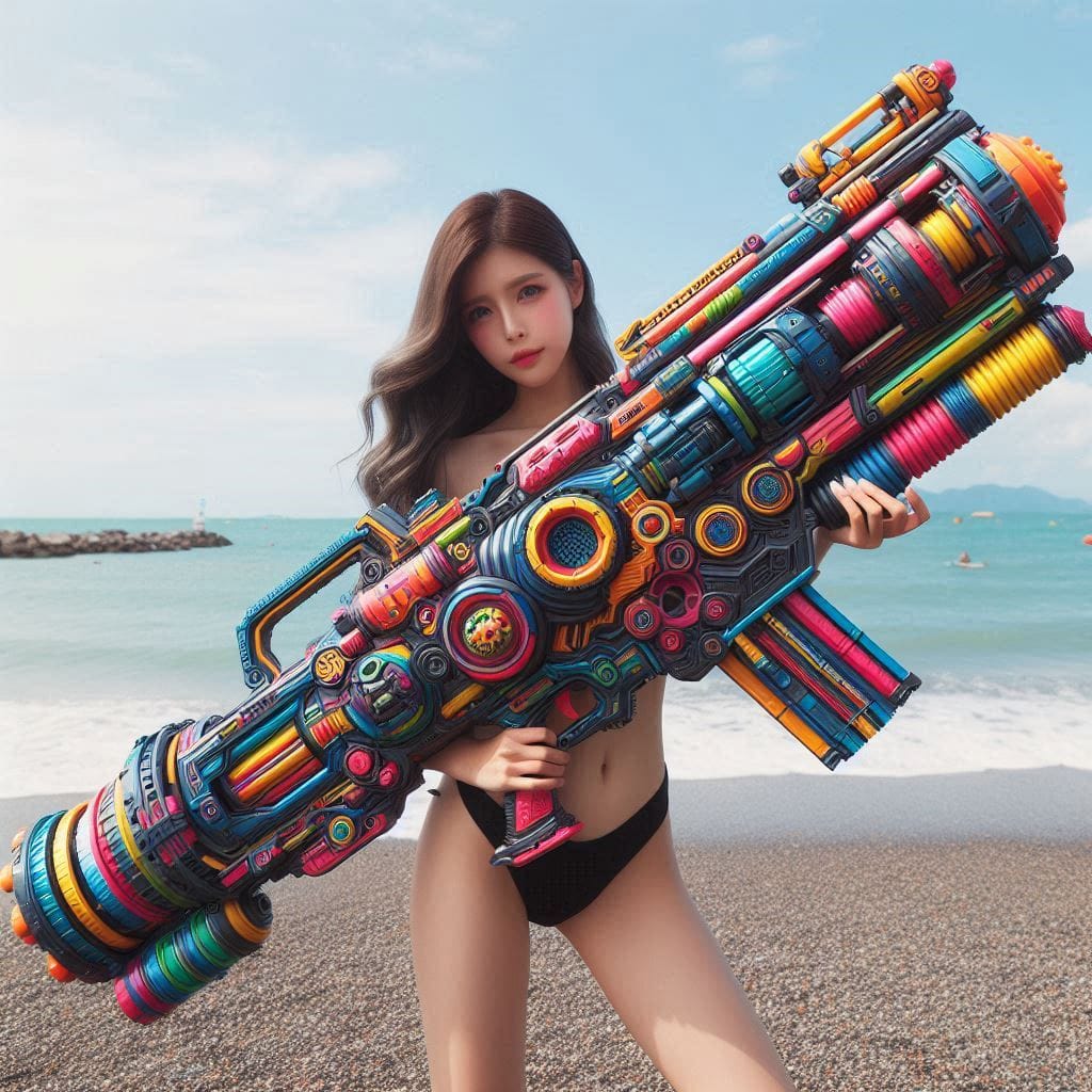 Water battles by the sea
