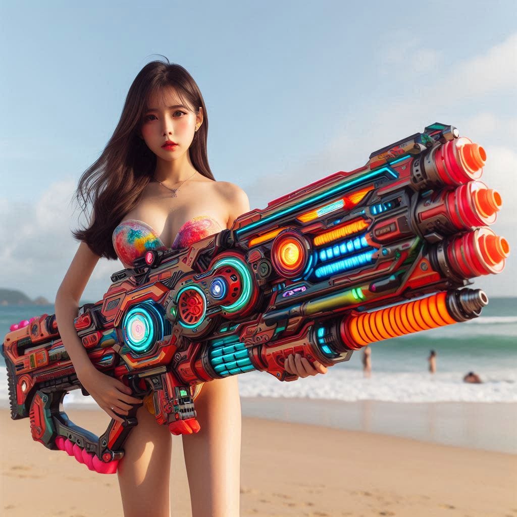 Water battles by the sea
