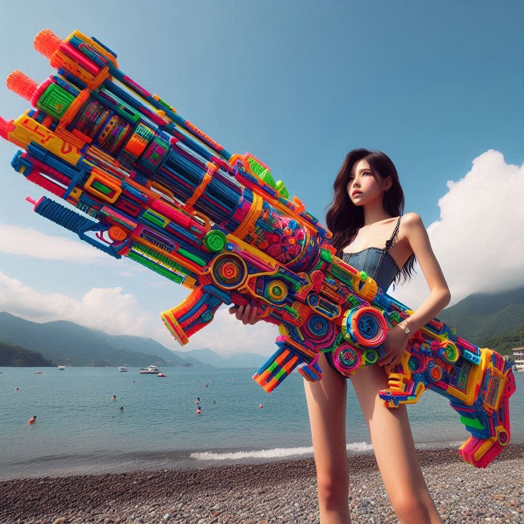 Water battles by the sea