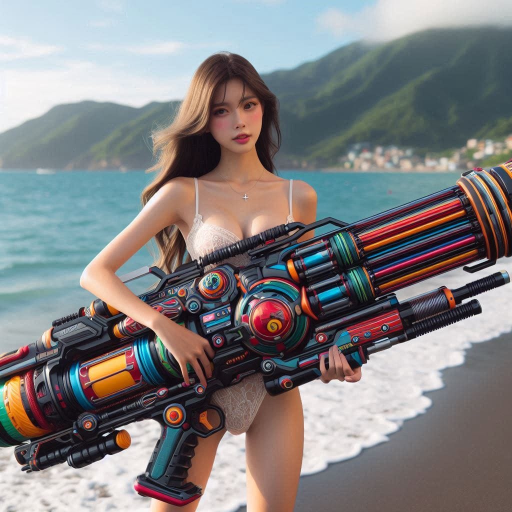 Water battles by the sea