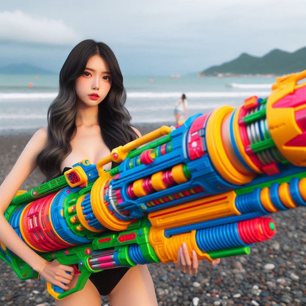 Water battles by the sea