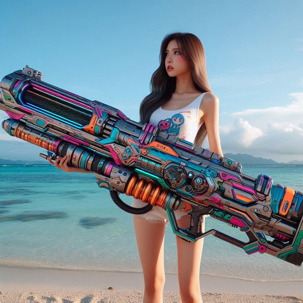 Water battles by the sea