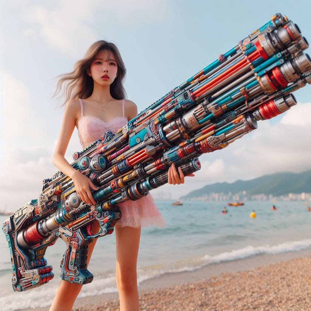 Water battles by the sea