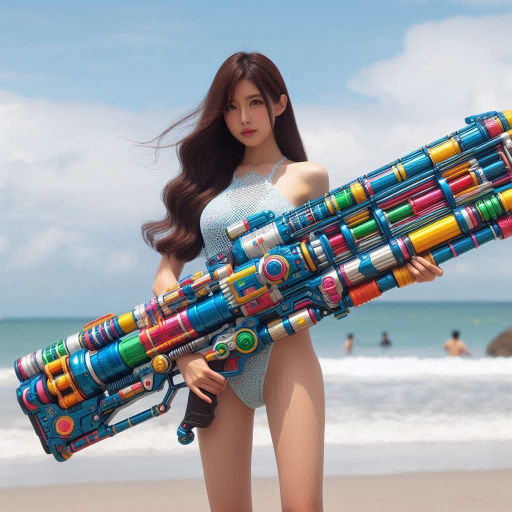 Water battles by the sea