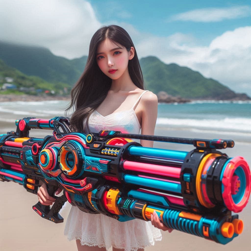 Water battles by the sea
