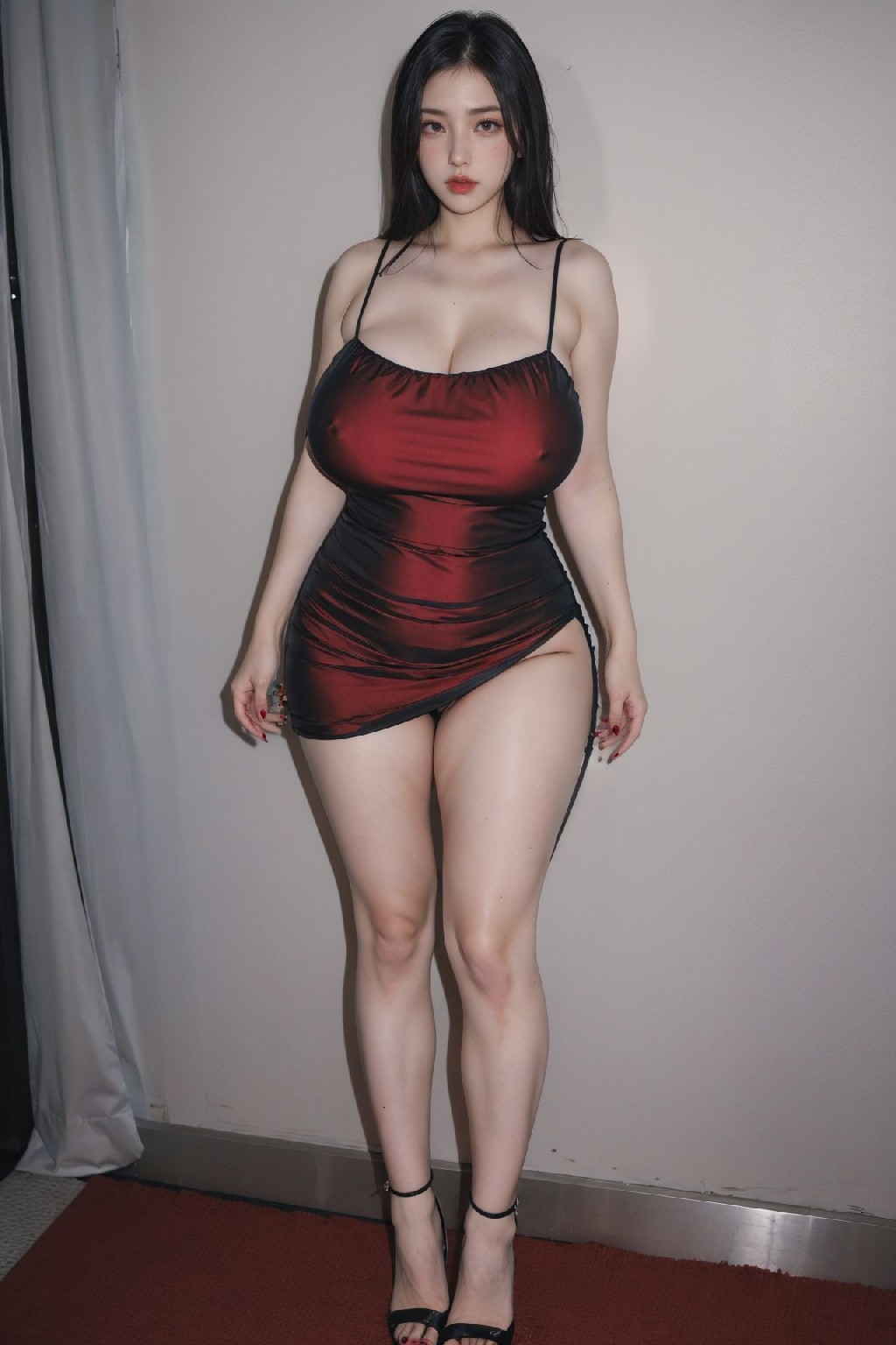 Sexy Maroon Dress NSFW 112p