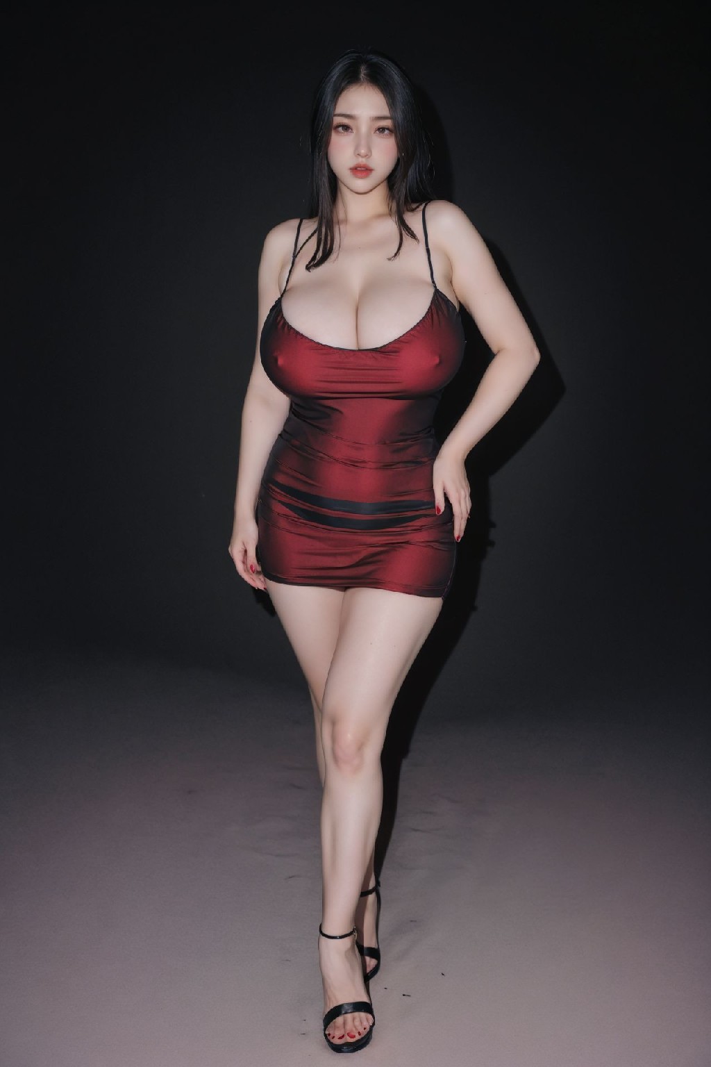 Sexy Maroon Dress NSFW 112p
