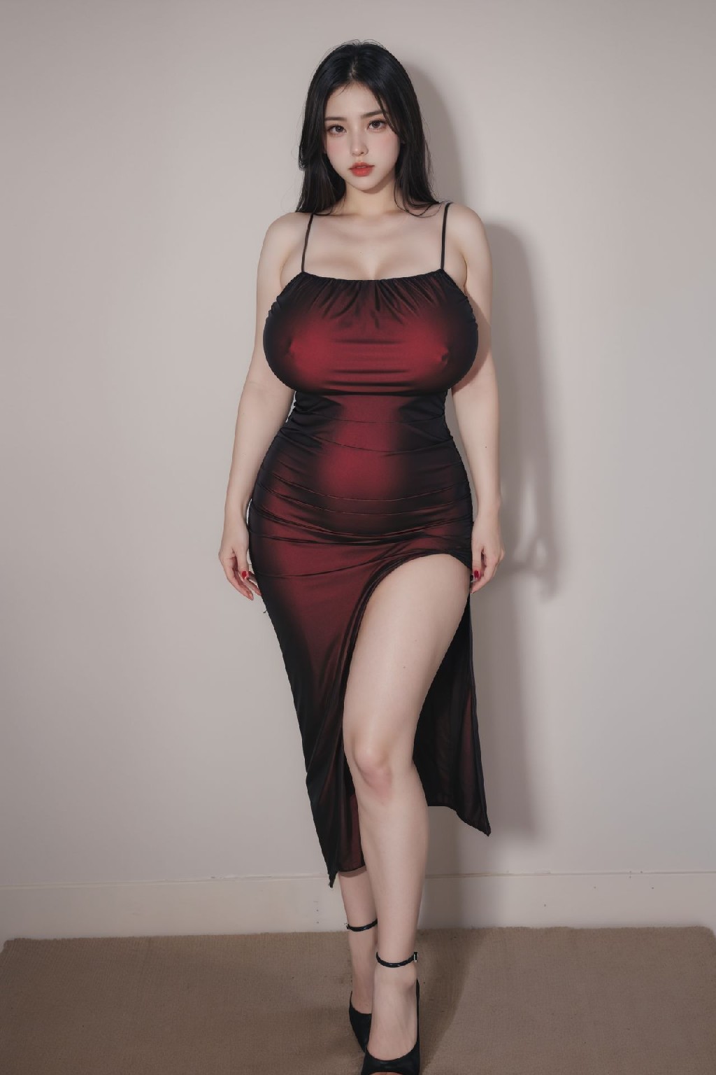 Sexy Maroon Dress NSFW 112p
