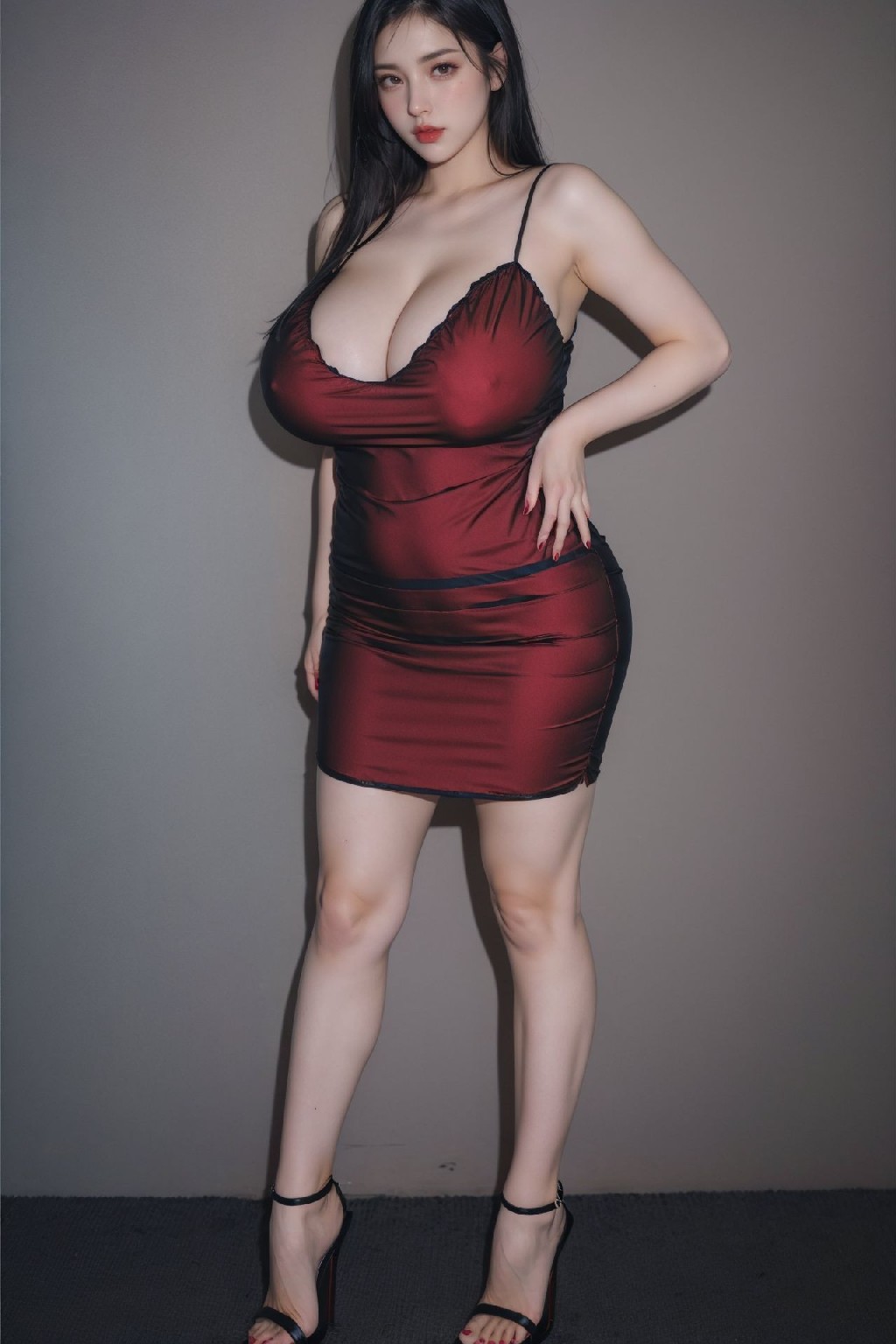 Sexy Maroon Dress NSFW 112p