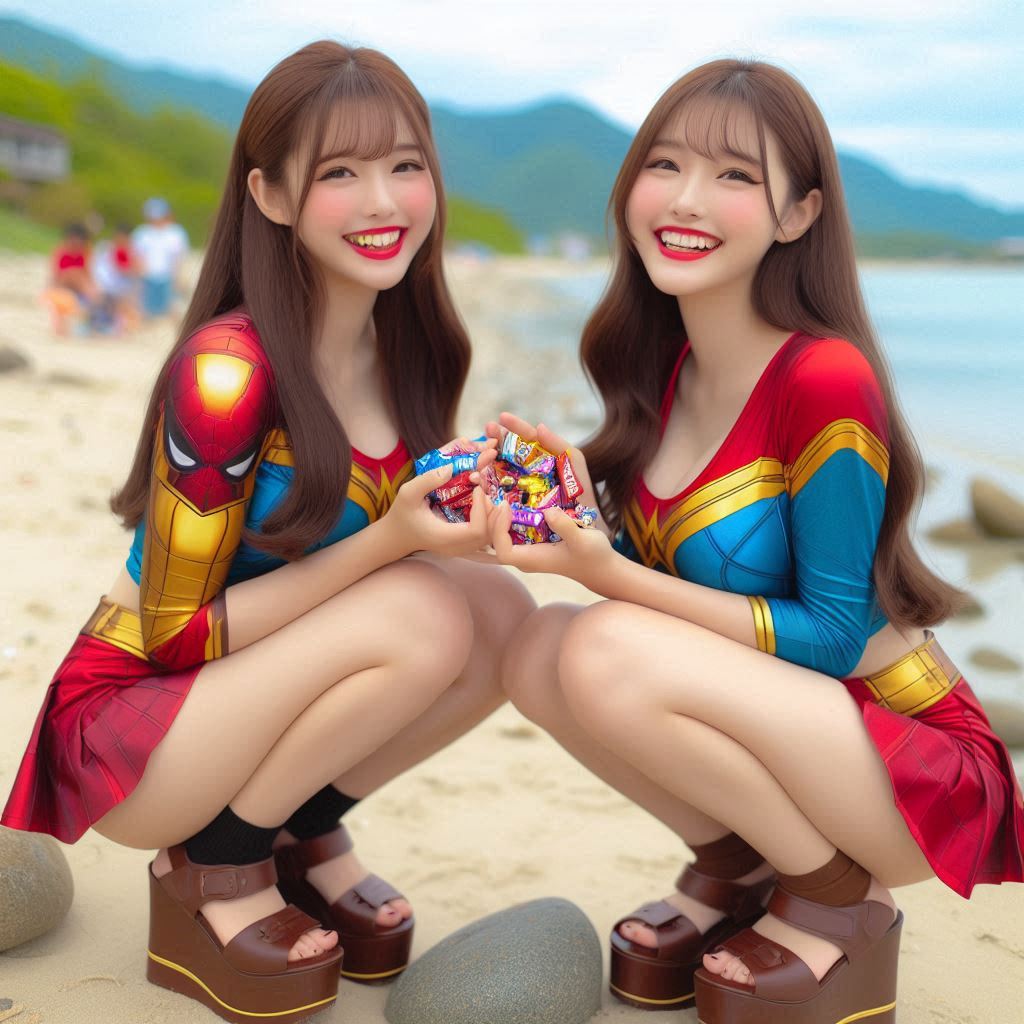 "Hurry! Wait online!" Series (16) Beach Cosplay Sister's Super Heroine "