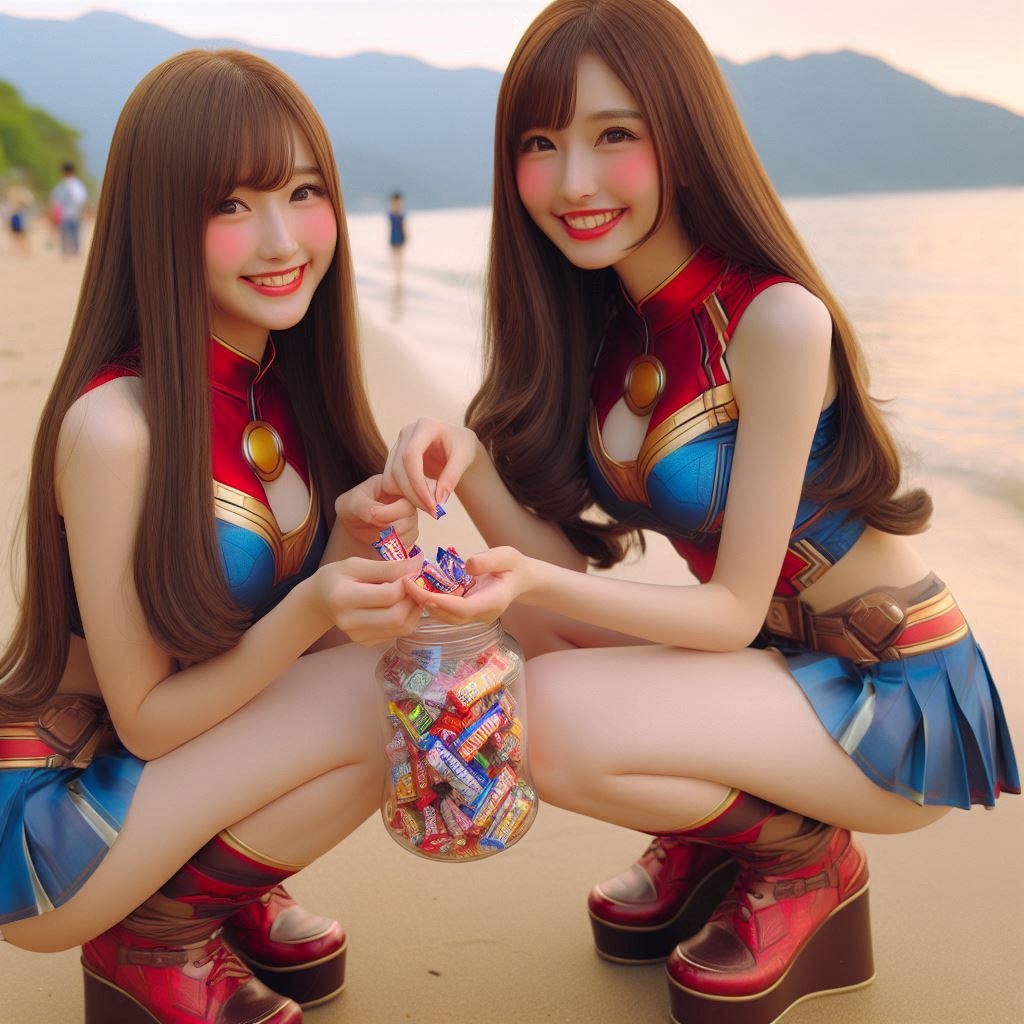 "Hurry! Wait online!" Series (16) Beach Cosplay Sister's Super Heroine "