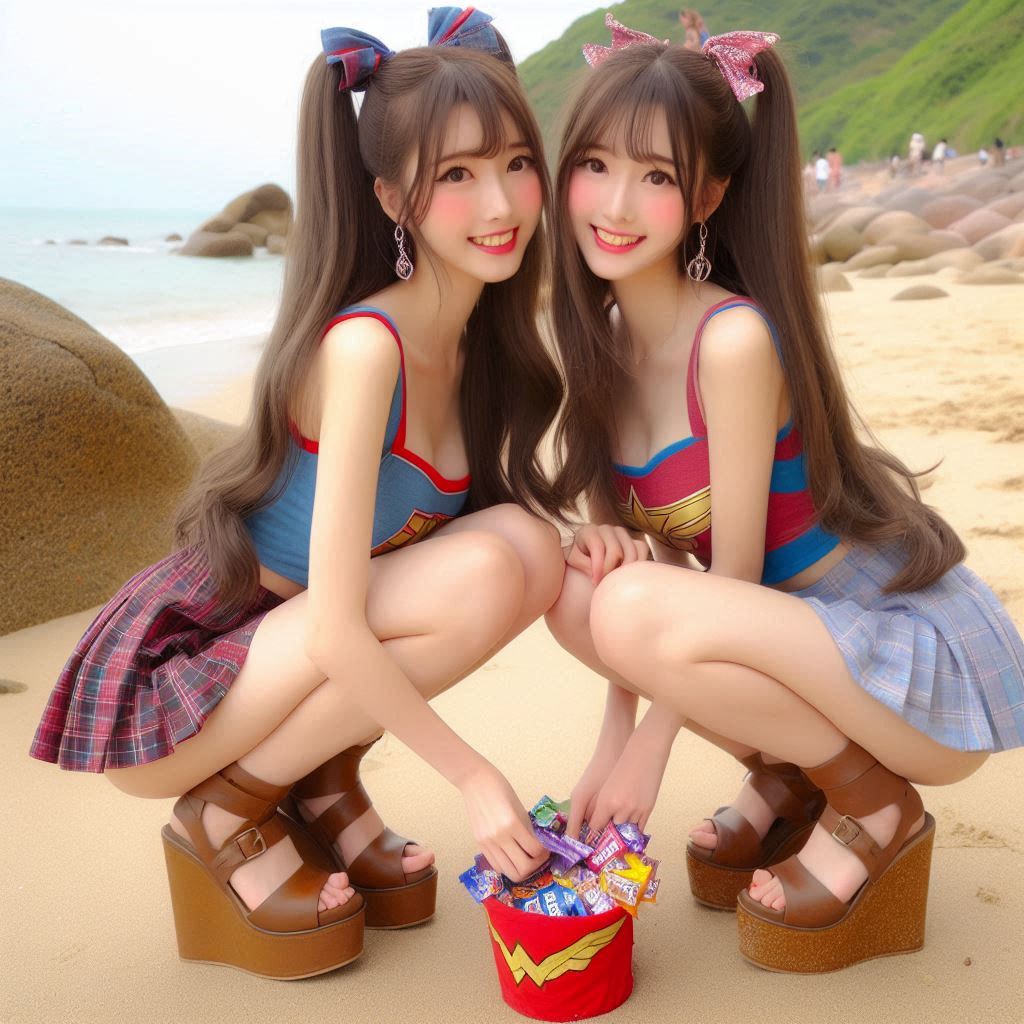 "Hurry! Wait online!" Series (16) Beach Cosplay Sister's Super Heroine "