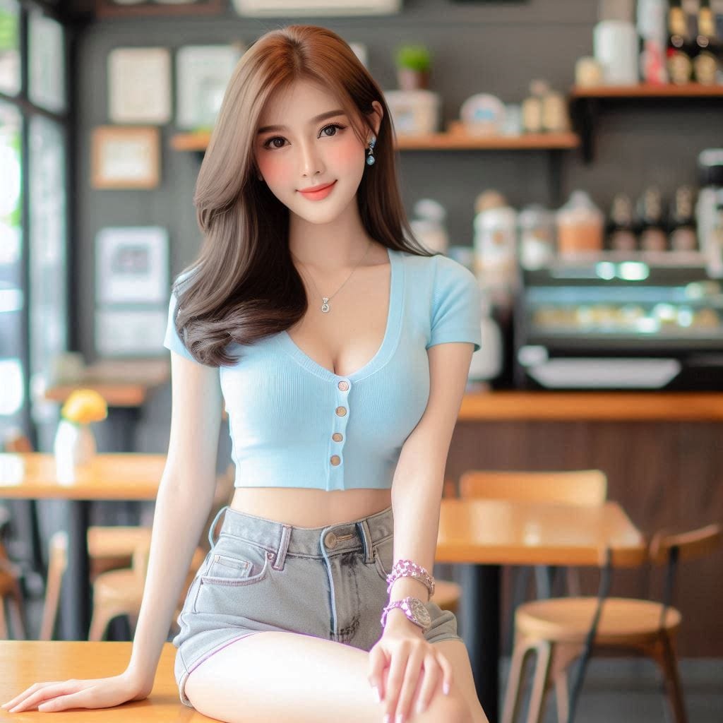Woman in blue