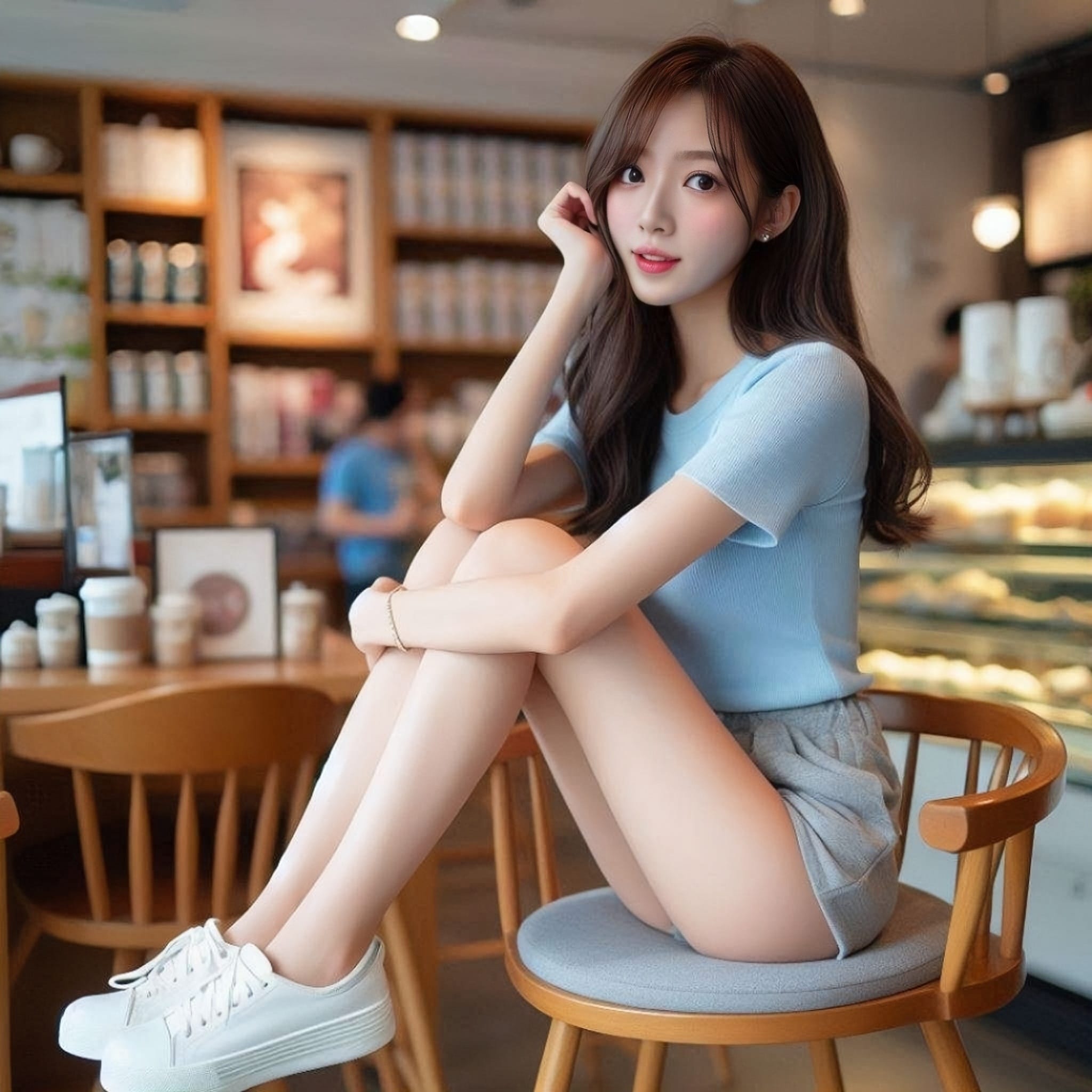 Woman in blue
