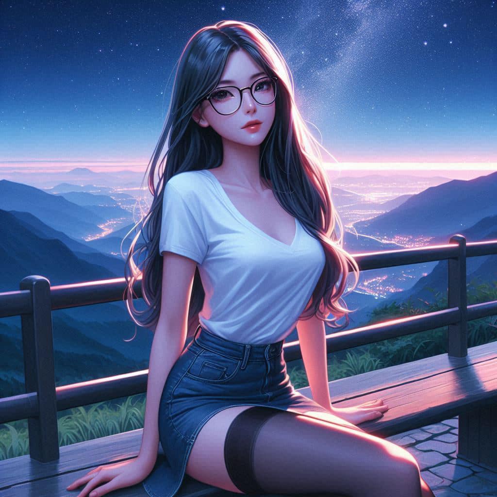 Wearing glasses is intellectually beautiful. Plus black silk