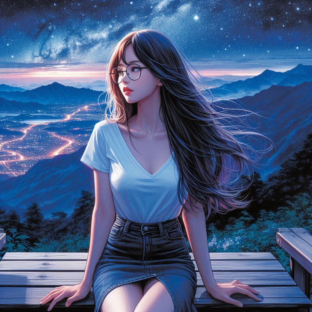 Wearing glasses is intellectually beautiful. Plus black silk
