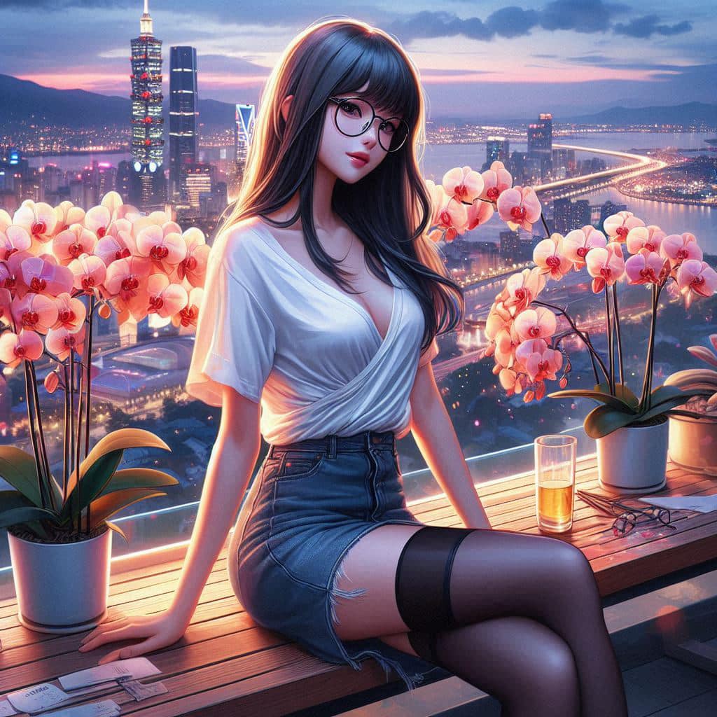 Wearing glasses is intellectually beautiful. Plus black silk