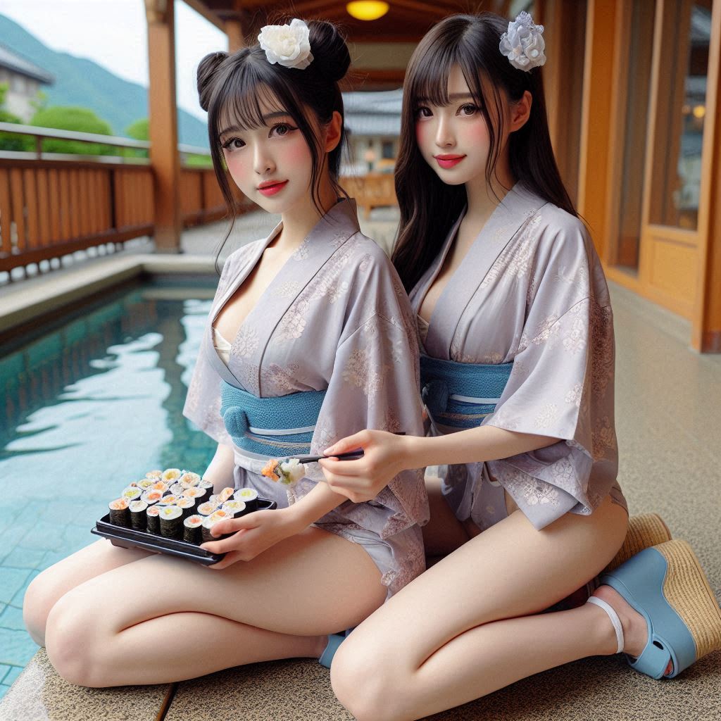 "Hurry! Wait online!" Series (18) Yukata at a Poolside Restaurant