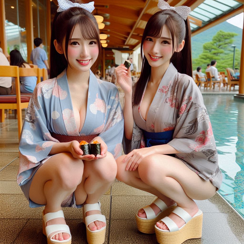 "Hurry! Wait online!" Series (18) Yukata at a Poolside Restaurant