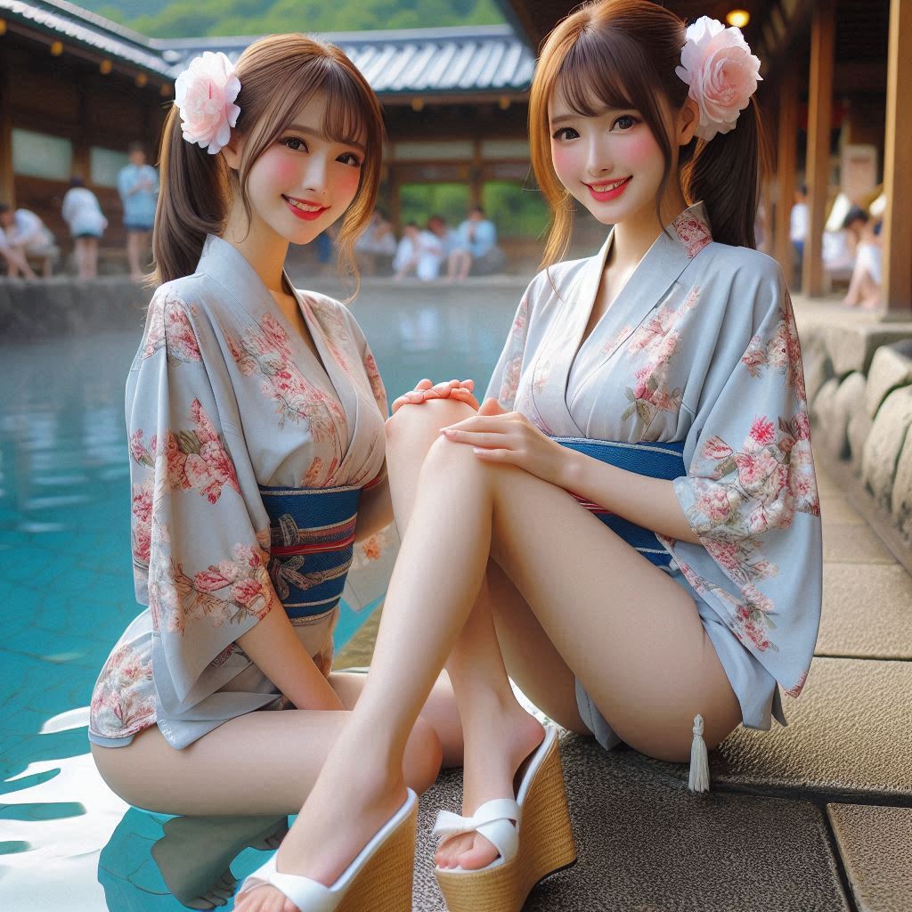 "Hurry! Wait online!" Series (18) Yukata at a Poolside Restaurant