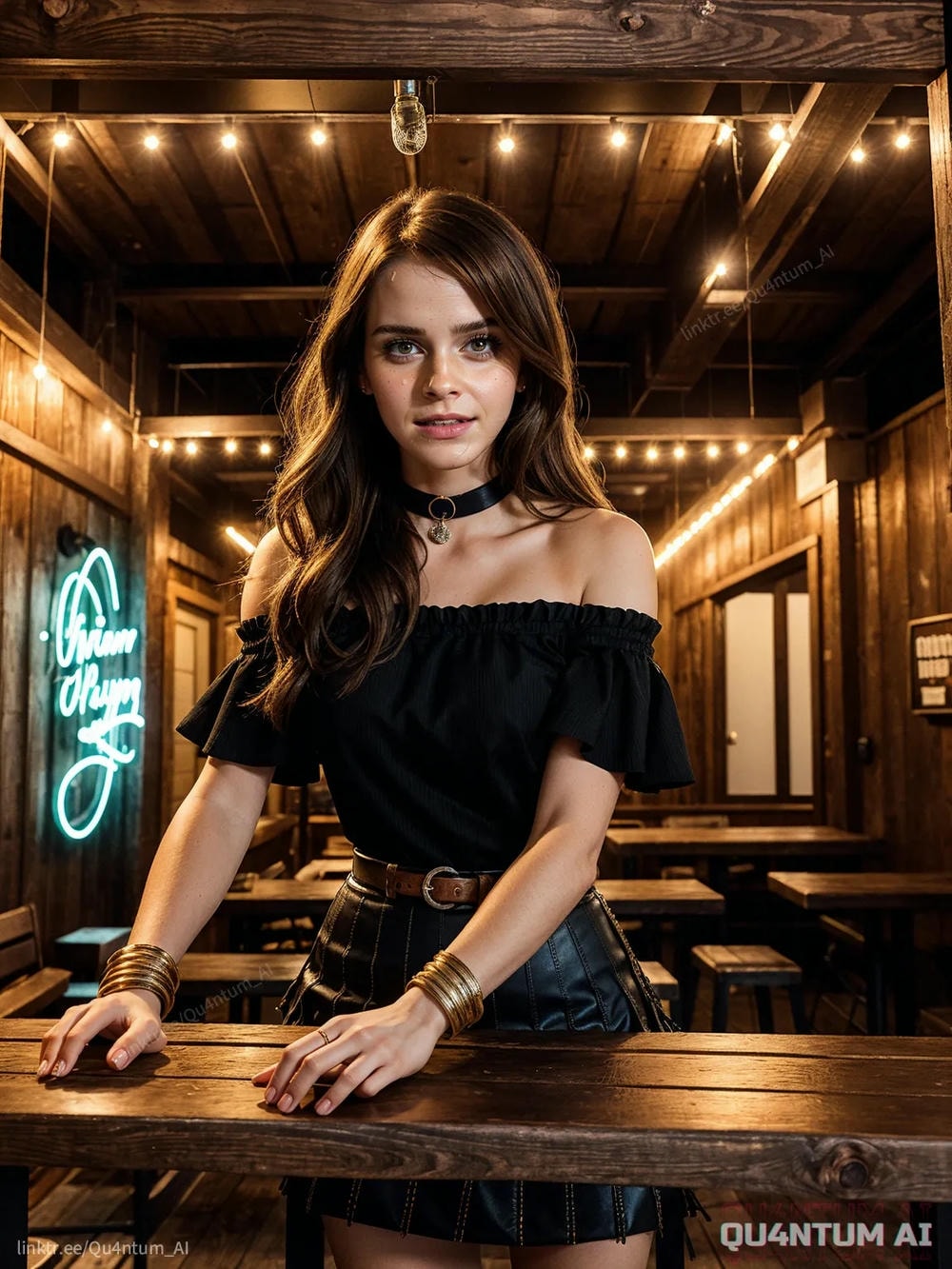 AI Emma Watson-Cowgir Cowboy Bar Texas Pooltable Harry Potter Hermione Granger