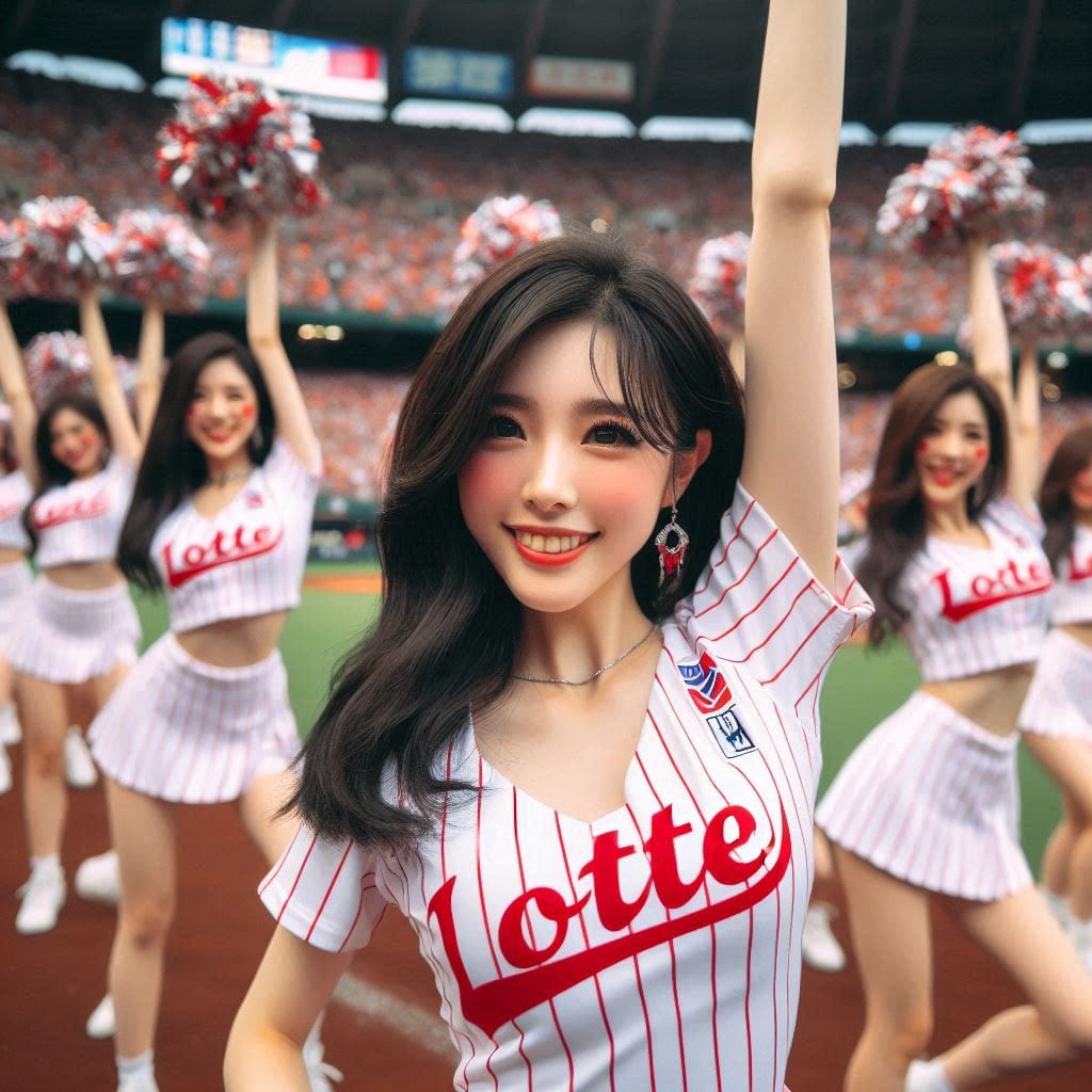 Cheerleaders on the pitch