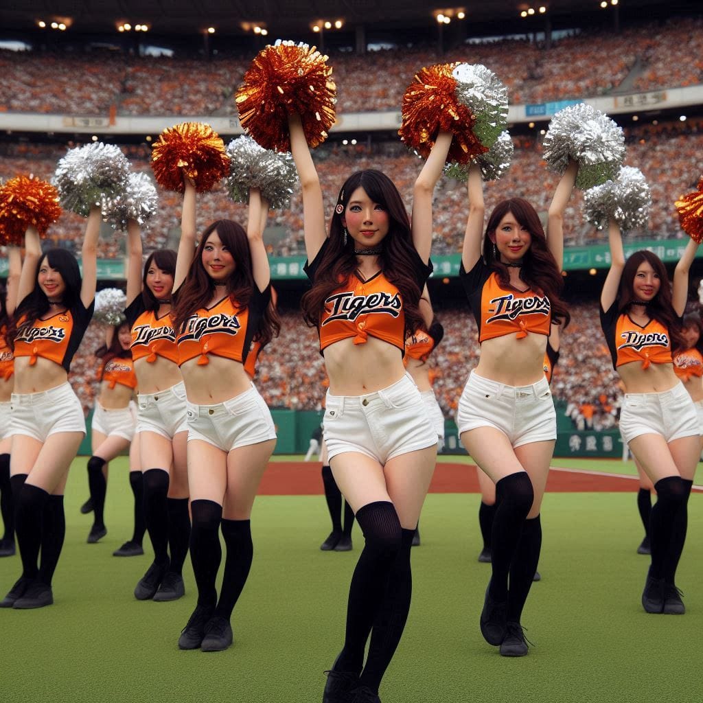 Cheerleaders on the pitch