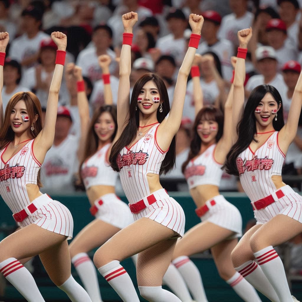 Cheerleaders on the pitch