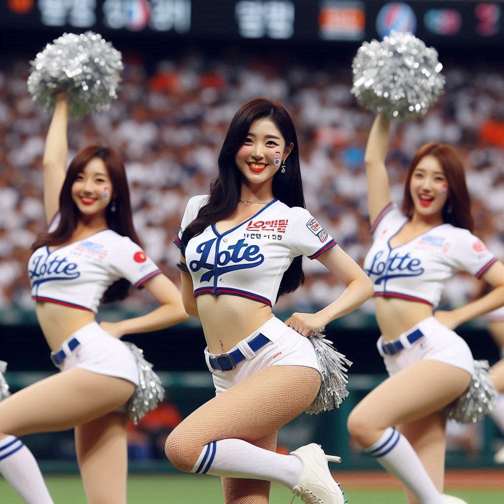 Cheerleaders on the pitch