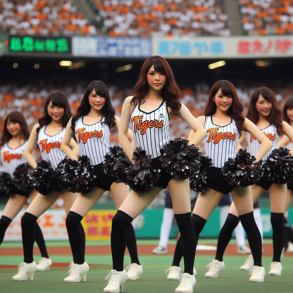 Cheerleaders on the pitch