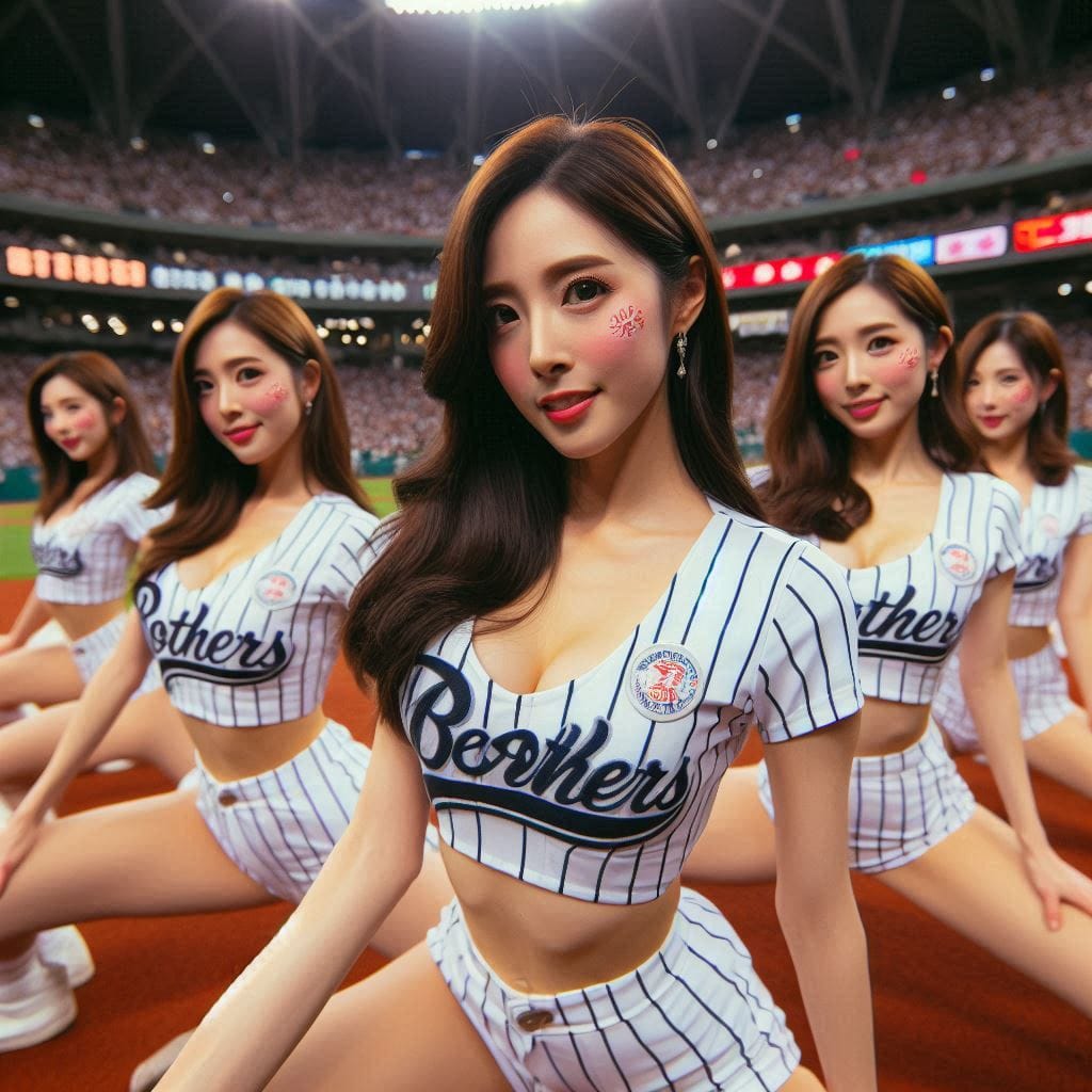 Cheerleaders on the pitch