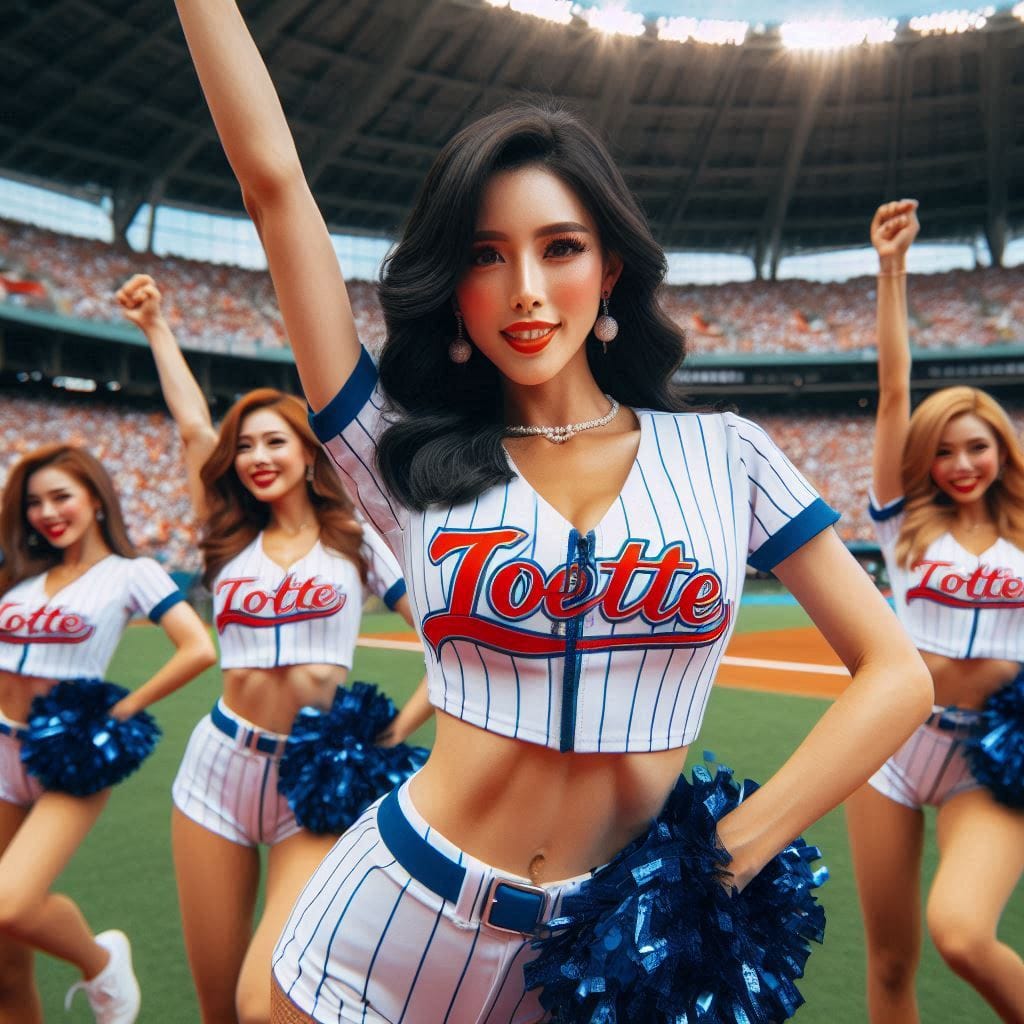 Cheerleaders on the pitch