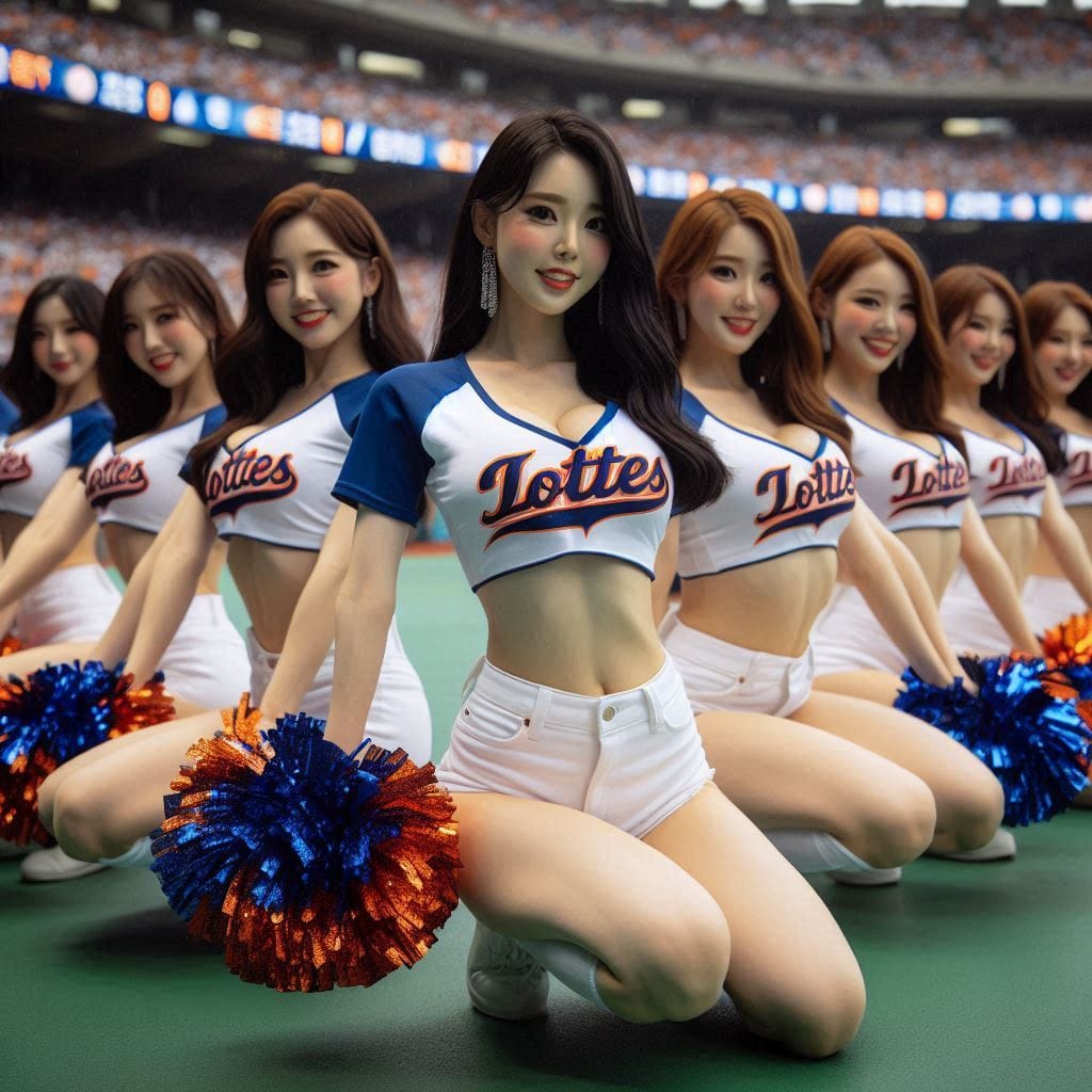 Cheerleaders on the pitch