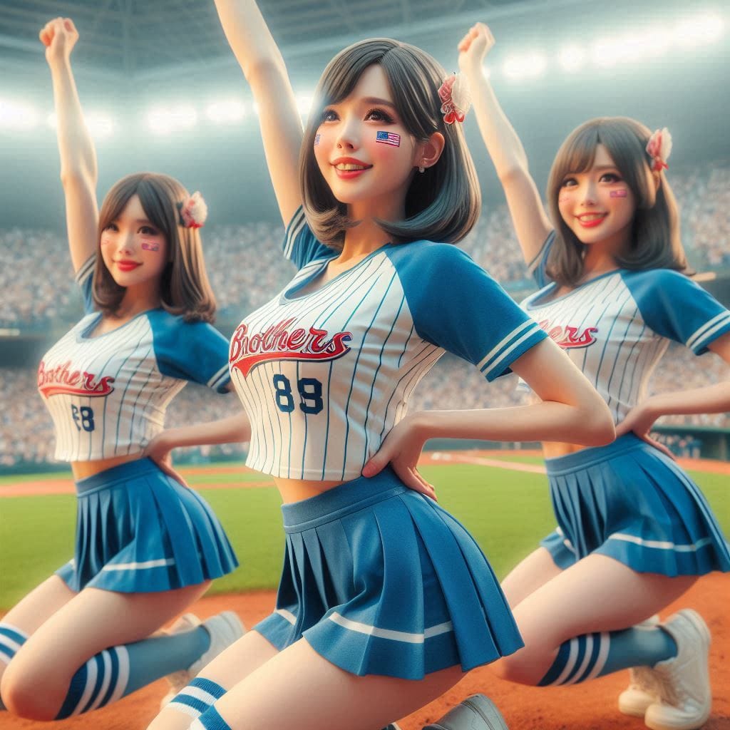 Cheerleaders on the pitch