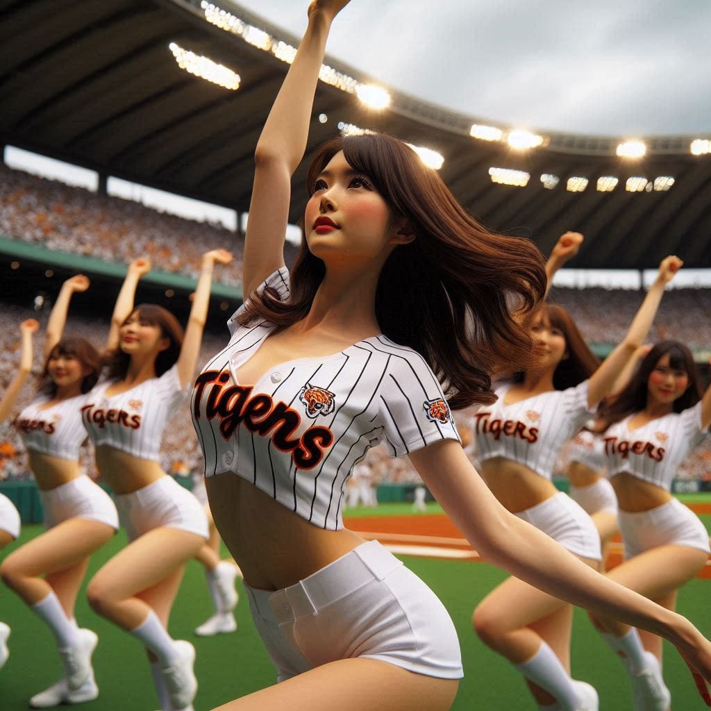 Cheerleaders on the pitch