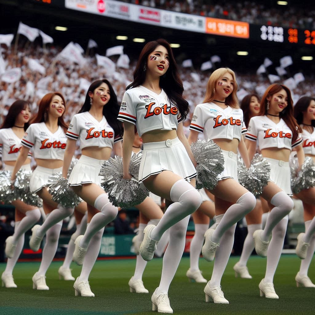 Cheerleaders on the pitch