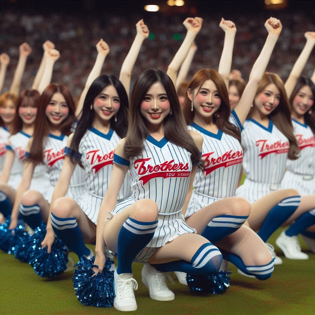 Cheerleaders on the pitch
