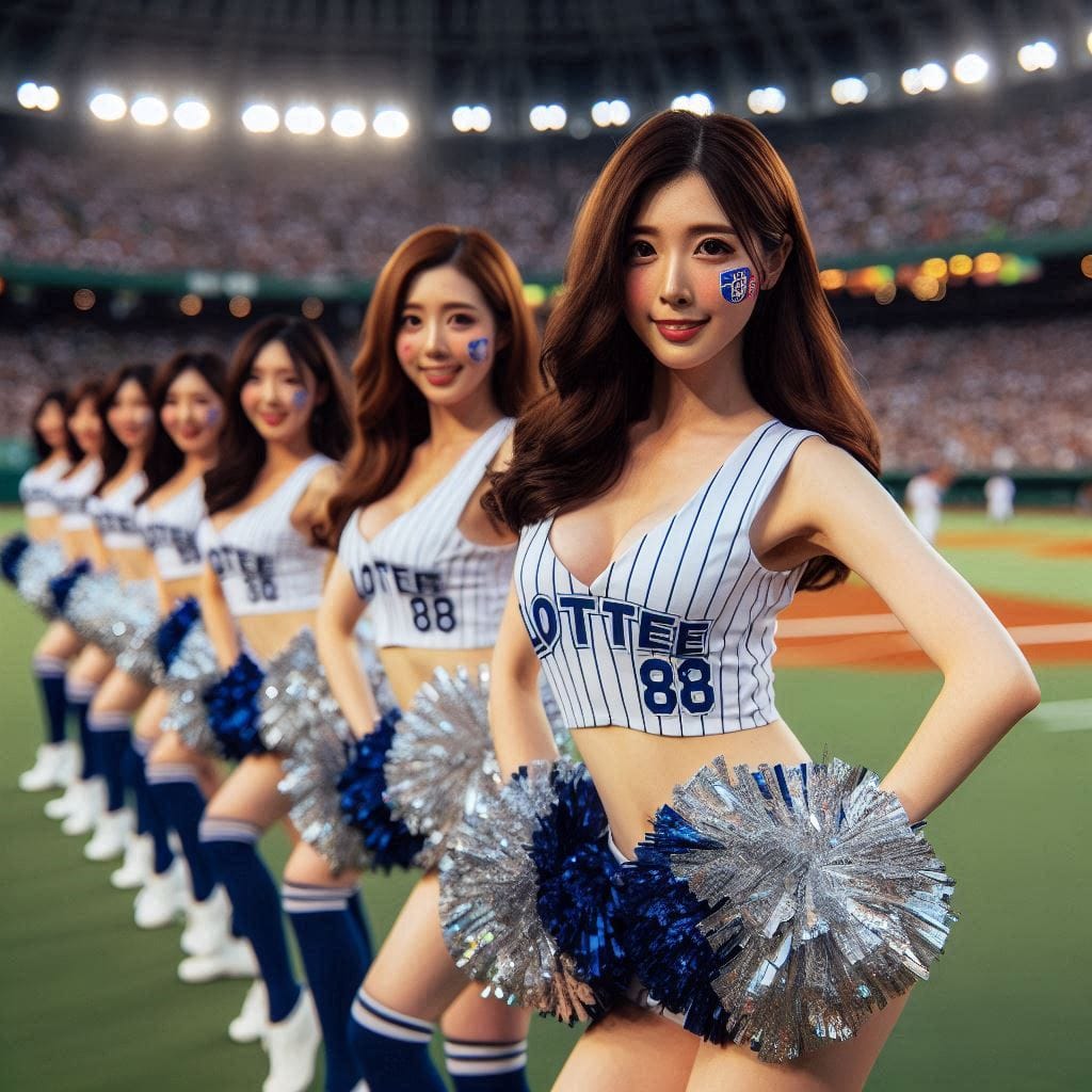 Cheerleaders on the pitch
