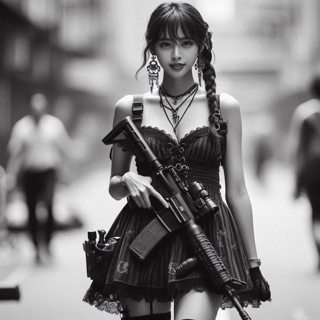 Chesty street girl with a gun.1