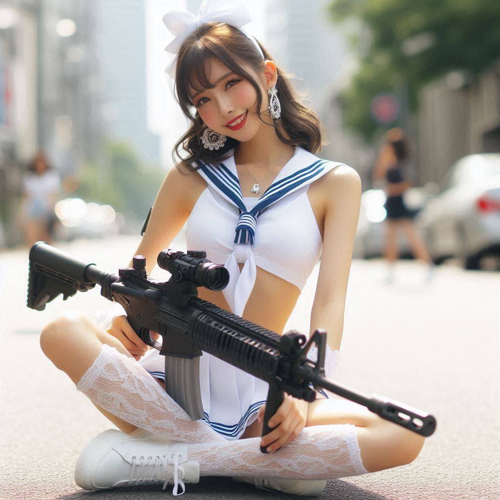 Chesty street girl with a gun.1