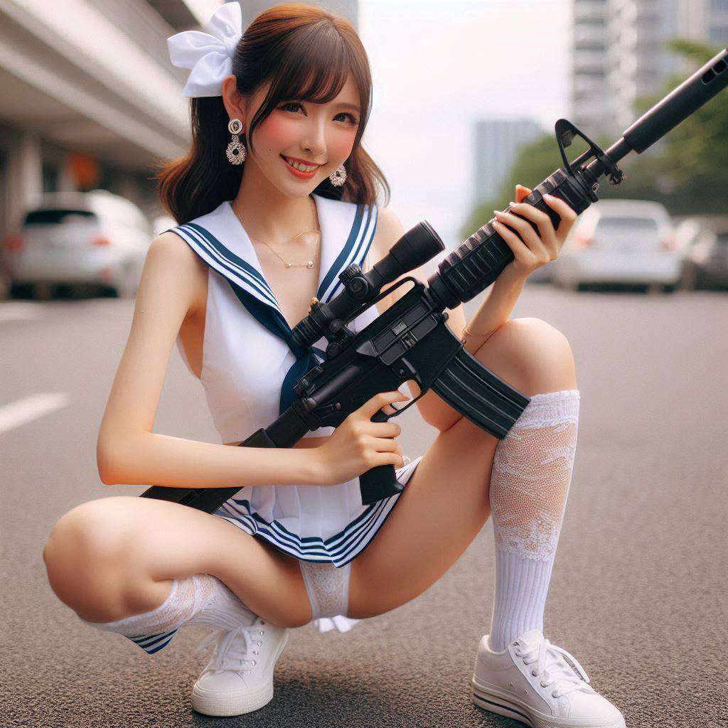Chesty street girl with a gun.1