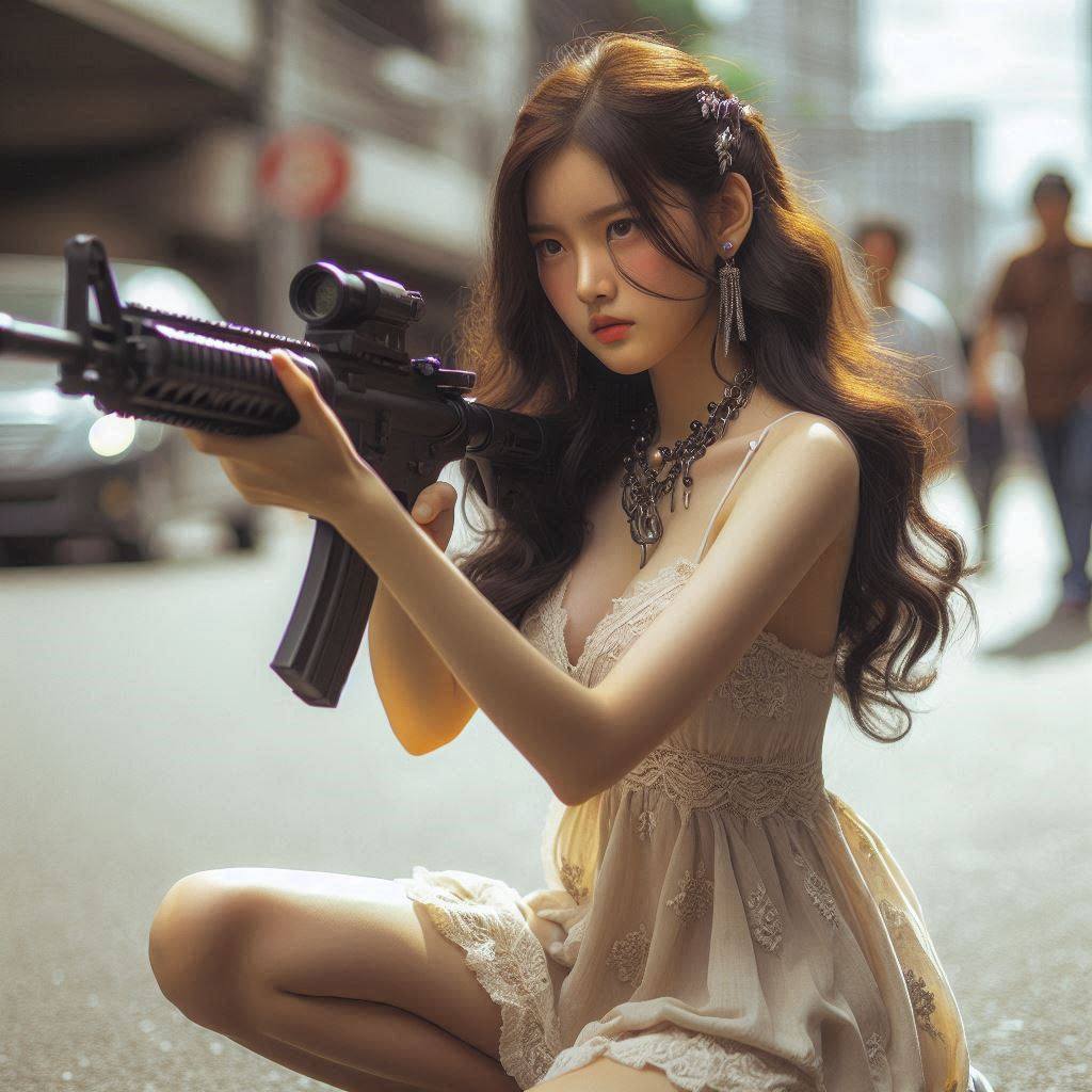 Chesty street girl with a gun.1