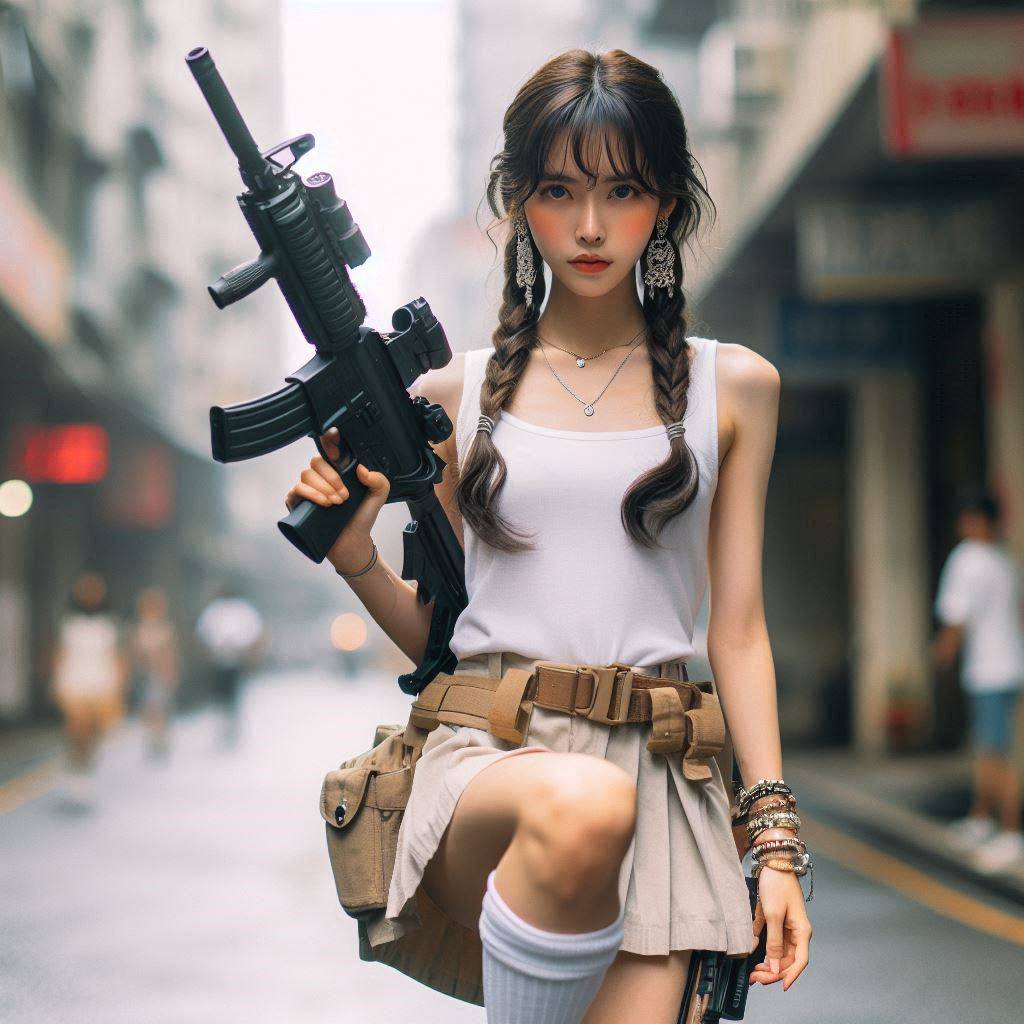 Chesty street girl with a gun.1