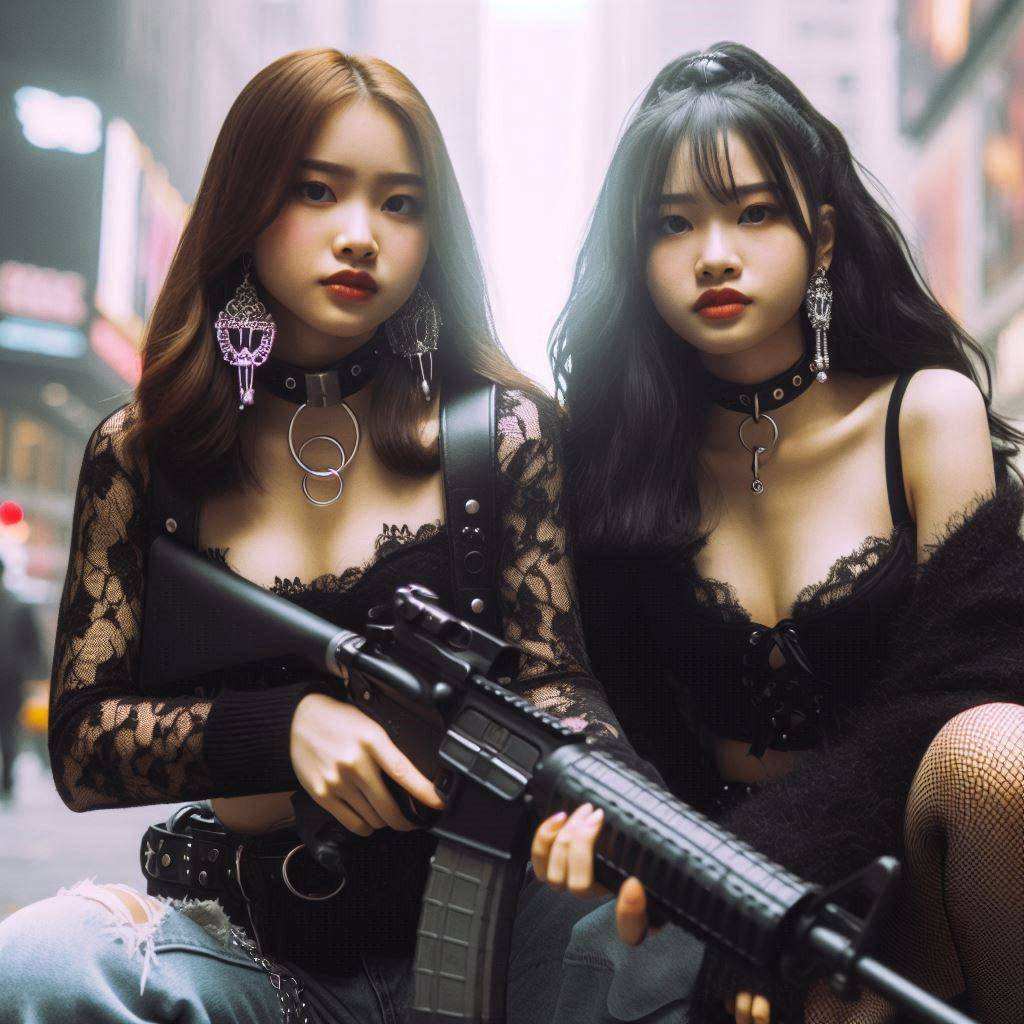 Chesty street girl with a gun.1