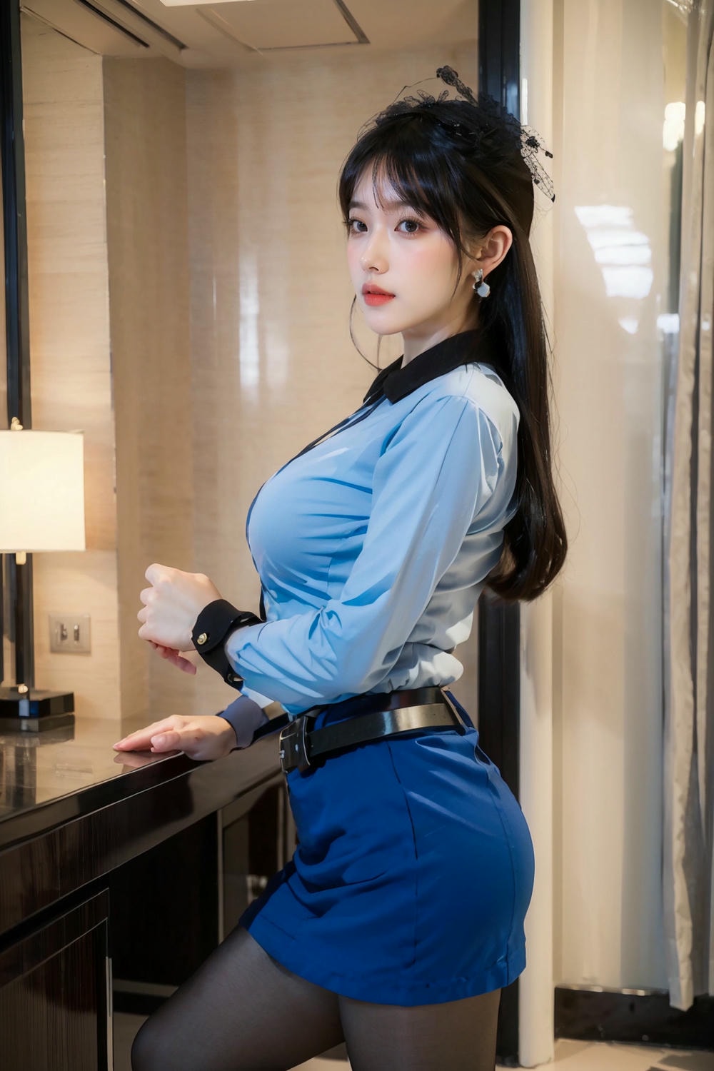 Collection - Elegant Allure The Sultry Sophistication of a Blue Blouse and